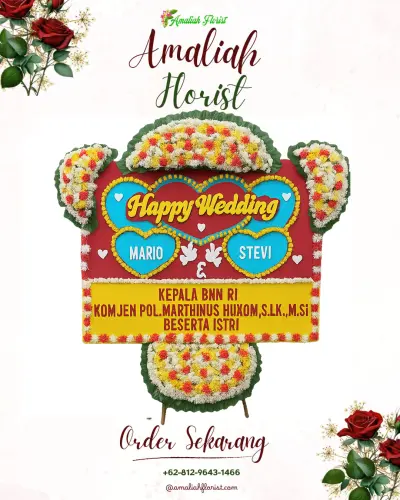 Karangan Papan Bunga Pernikahan di 1 Ilir